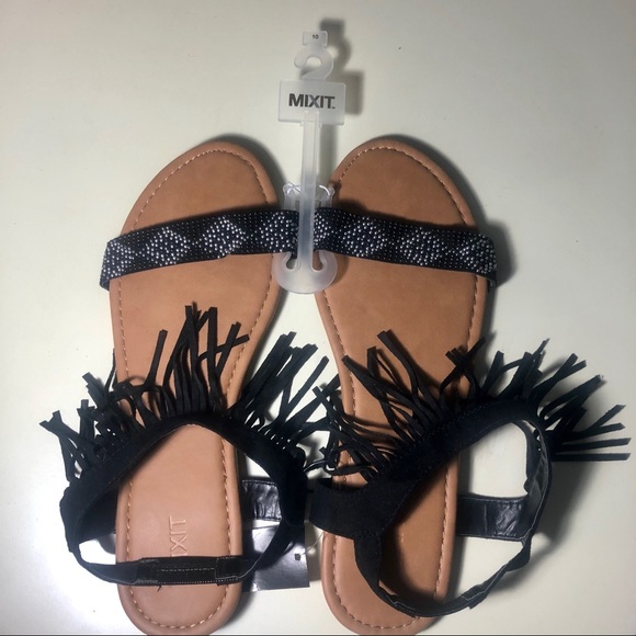 Mixit Shoes - NEW MIXIT Black Fringed Sandals